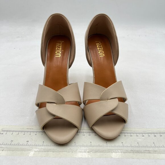 Pazzion Beige Sexy Open Toe High Heel Slip On Stiletto Heeled Two Pieces Sandals - Picture 3 of 8